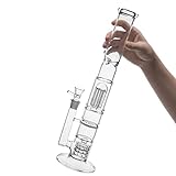 Narguile pipa nueva 17 'Tall Wholesale Glass bongs Water Bong 3 Honeycomb PERC claro hookahs Oil Rig con 18 mm Joint (Claro)